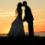 Bride and Groom - Sunset Kiss