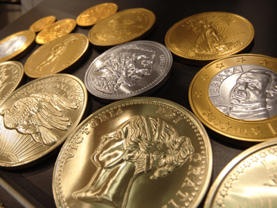 Gold and silver coins Gold and silver coins