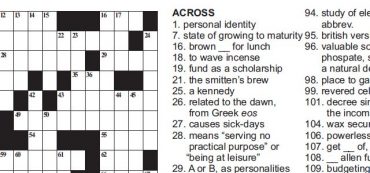 Free Printable Online Crossword Puzzle
