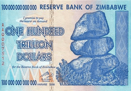 Zimbabwe 100 Tirllion Dollar Bill Zimbabwe 100 Tirllion Dollar Bill