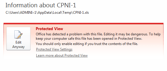 Verizon file warning