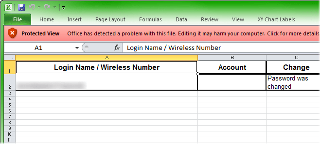Verizon malformed XLS file