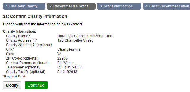 Step 2a - Confirm Charity Information Step 2a - Confirm Charity Information