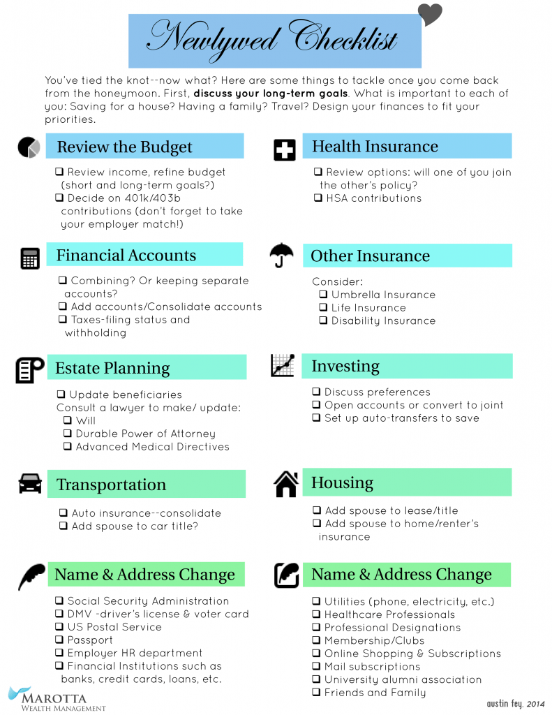 Newlywed Checklist -Post-Honeymoon Newlywed Checklist -Post-Honeymoon