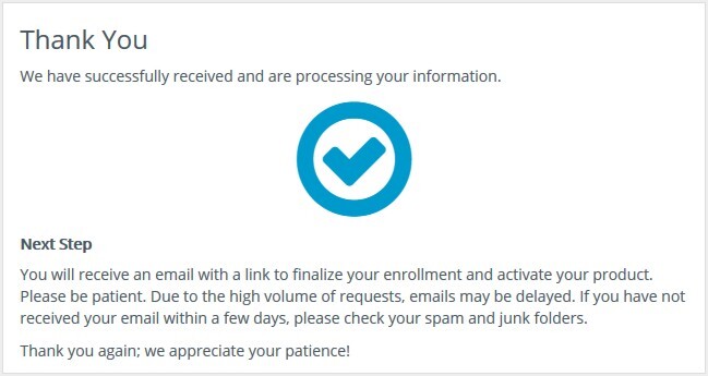 Equifax Confirmation Screen