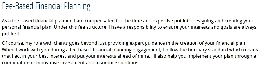 Fee Based Financial Planning